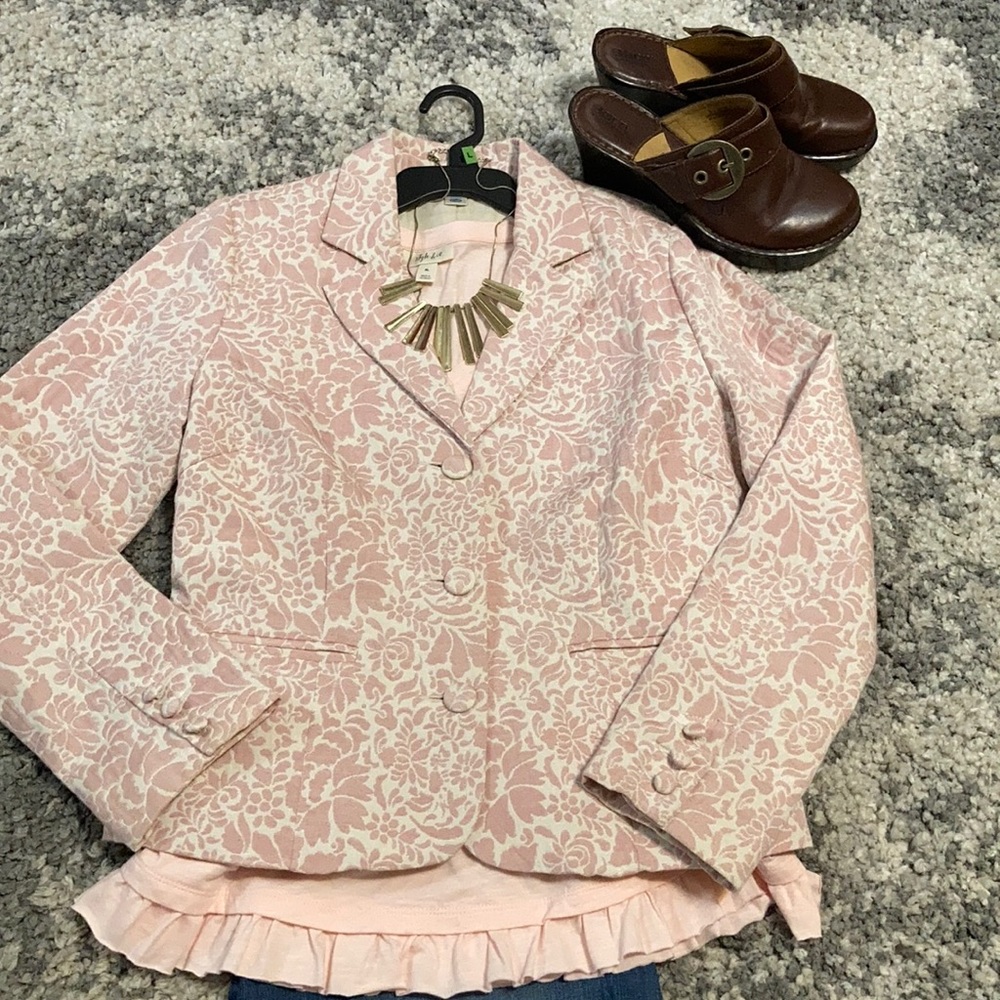 Old Navy pink and white blazer.  Size L.